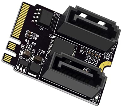 NFHK NGFF Key A+E PCI Express to SATA 3.0 6Gbps Dual Ports Adapter Converter Hard Drive Extension Card JMB582 2230