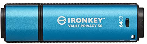 Kingston IronKey Vault Privacy 50 FIPS 197-zertifizierter und mit XTS-AES 256-Bit verschlüsselter USB-Stick für mehr Datenschutz - IKVP50/64GB