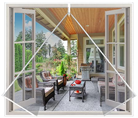 Eouyt Fenster-Fliegengitter Mit Reißverschluss 110x160cm Fliegengitter Fenster Insektenschutz Insektenschutz Moskitonetz Fenster DIY Fliegengitter für Fenster Türen und Fenster, Weiß