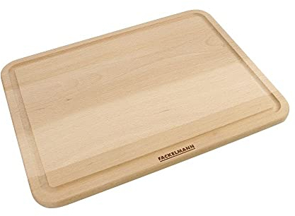 Fackelmann Schneidbrett medium Buche FAIR, zertifiziertes Buchenholz, 300 X 230 X 11 mm, mit Saftrille, in brauner Manschette/Hülle