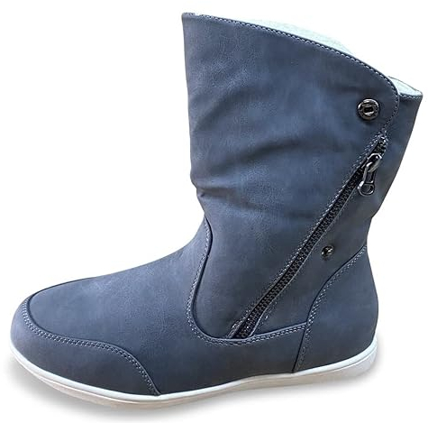 Pogolino Damen Stiefeletten warm gefüttert - Stiefel Boots mit Reißverschluss - Schuhe Winter Schneeschuhe Outdoor Women - ST854 Grau 39