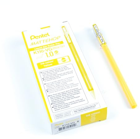 Pentel Mattehop 1.0mm Gel Roller Yellow - Pack of 12
