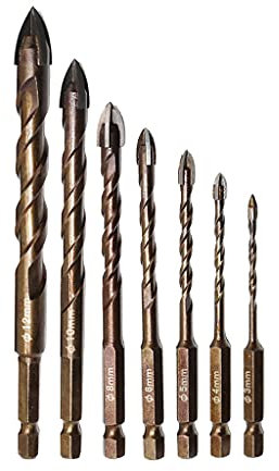 Juego de brocas para azulejos hexagonales cruzadas de 3-12 mm para abridor de orificios de hormigón de cerámica de vidrio Juego de herramientas de brocas triangulares de aleación dura de ladrillo