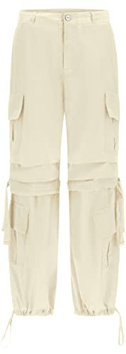 FREDDY - Cargo Pants, Pantaloni Cargo con Doppie Tasche e Coulisse Intermedia, Beige, Medium