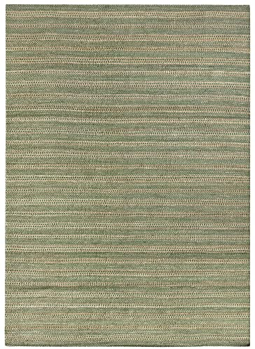 HAMID - Woll- und Jute-Teppich Olivia, Handgewebter Woll-Jute-Teppich für Wohnzimmer, Schlafzimmer, Natürliches Grün, (250 x 350 cm)
