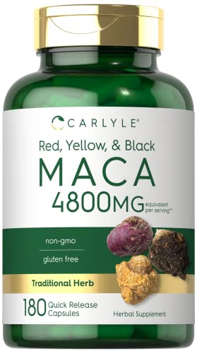 Carlyle Maca Root Capsules for Women & Men | 180 Count | High Potency Extract | Non-GMO & Gluten Free Supplement
