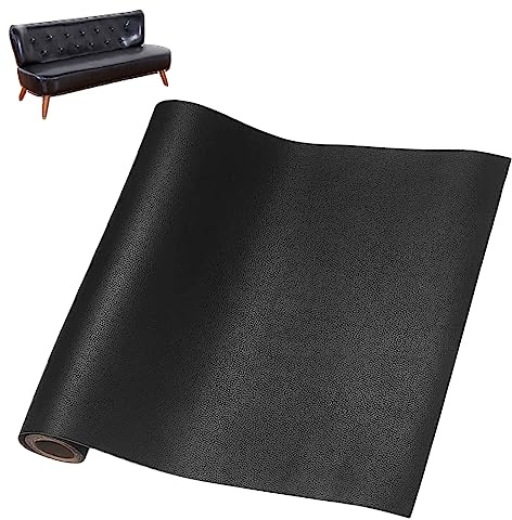 2 Pièces Autocollant Cuir Adhesif Patch de Réparation en Cuir Auto-adhésif, 35 x 137cm, Pour Canapés Sièges Voiture, Noir