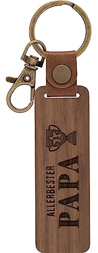 GRUSS & CO Schlüsselanhänger Holz Motiv Papa | Anhänger aus Walnussholz mit Gravur Allerbester Papa, inkl. Karabiner | 48343