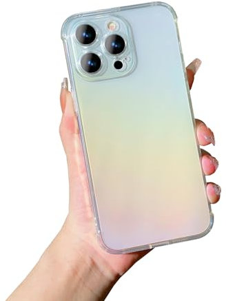FABSPARK for iPhone 15 Pro Phone Case,Transparent Iridescent Gradient Laser Case,Full Camera Shockproof Protection for iPhone 15 Pro 6.1 Inch