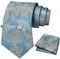 JEMYGINS Herren Paisley Krawatten set mit Krawattenklammer und Einstecktuch,Adriablau