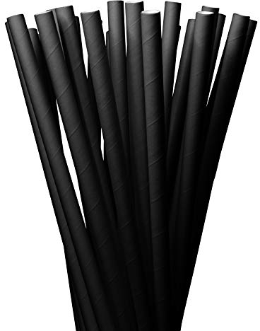 LAGETTO Jumbo Trinkhalme Papier XXL: 8 x 250 mm - 6 Farben 3 Packungsgrößen - Cocktail Strohhalme Papierstrohhalme Papiertrinkhalme (Schwarz, 1500 Stück)