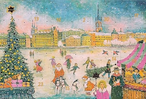 Nostalgische Adventskalenderkarte Stockholm Schweden Weihnachten Doppelkarte
