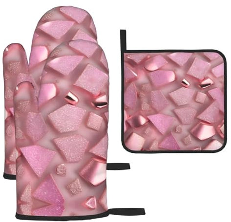 Lot de 4 maniques et maniques à paillettes pour barbecue, couvercle de casserole, micro-ondes, résistant à la chaleur Doré rose