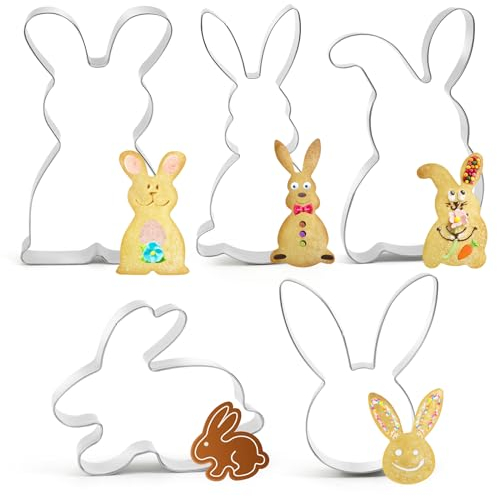 Wishstar Osterhase Ausstecher, 5 Stück Plätzchen Ausstechformen Ostern, Keksausstecher Ostern Kinder, Keksformen für Hase