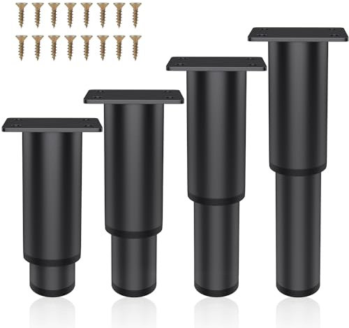 4pcs Universel Pieds de Lit Réglable, Pieds de Meubles Réglables Pieds De Salle Bain Meubles Salle Bain pour Meuble Ronds Métal Pieds de Lit/de Canapé, 80 mm (+ 50 mm)