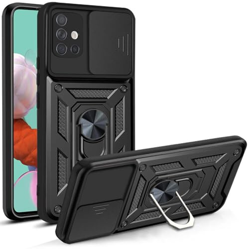Handyhülle für Samsung Galaxy A51 | Stoßfest & Kratzfest | Mit Kameraschutz, Anti-Fingerabdruck & robustem Panzerschutz-Design | Schwarz