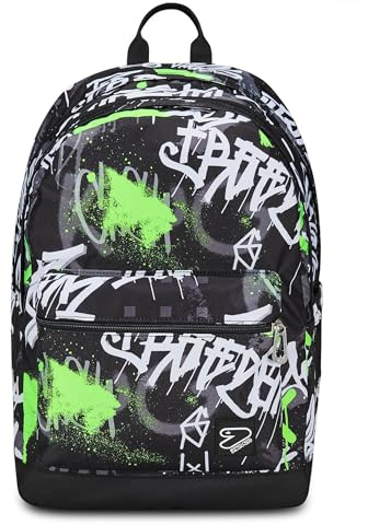 Seven Zaino Scuola Pro XXL Reversibile Detach The Double, Verde Nero, 3 Zaini in 1, Doppio Scomparto Con Auricolari Wireless, Tasca Porta PC e Tasca Porta Borraccia, Zaino Medie Superiori Ragazzo