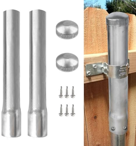 GRELWT 2 Pack 2-3/8 OD Metal Post Extender, 18 Fence Post Extension Height, Hot-dip Galvanized Steel, Includes Screws and Caps