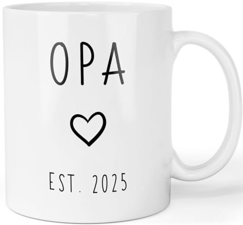 Tasse Schwangerschaft verkünden - Du wirst Opa 2025 - beidseitig bedruckte Kaffeetasse - Geschenk werdender Großvater, Farbe: Weiß