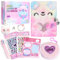 Diary for Girls Age 8-12, Girls Journal with Lock and Key, Kids Journal for Little Gilrs Birthday Gift, Cute Notebook with Multicolors Pen and Purse, Locking Diary Fuzzy Notebook for Writing (Pink)
