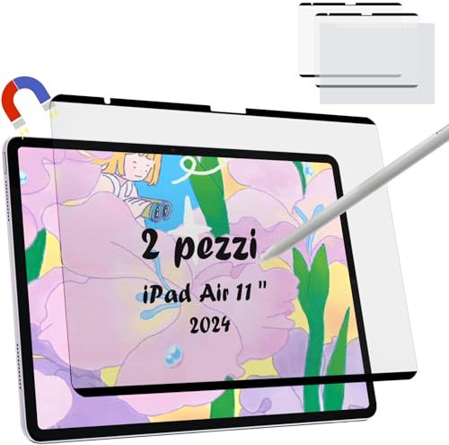 [2 Pezzi] Pellicole Protettive Magnetico in Carta per iPad Air 11 2024-2025, Pellicola Carta per iPad Air 11 Effetto Carta, Anti-Riflesso Opaca Pellicola Carta per iPad Air 7/6 Disegnare Crivere