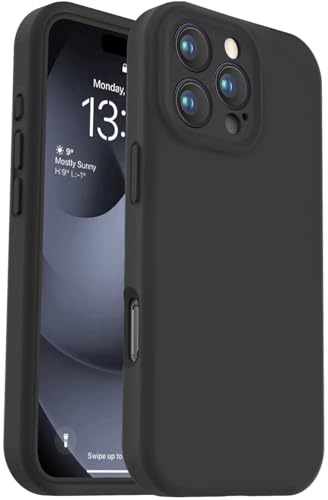 Vooii Compatible with iPhone 16 Pro Max Case, Liquid Silicone Upgrade [Camera Protection] [Fit for Battery Charger Cases] Shockproof Phone Case for iPhone 16 Pro Max 6.9 inch - Black