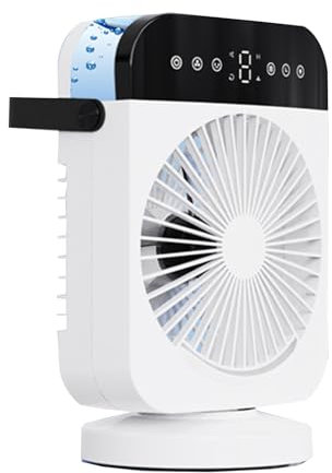 Enfriador de aire portátil, enfriador de aire evaporado, aire acondicionado portátil de tanque de agua de 300ml, 4 vientos, 7 luces de color, adecuado para oficinas domésticas interiores y exteriores