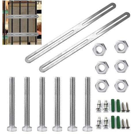 Lot de 2 kits de fixation pour boîte aux lettres de clôture, 360 x 24 mm, kit de fixation de boîte aux lettres, pour fixation de boîte aux lettres sur les portails ou les clôtures, avec 6 vis M5 et