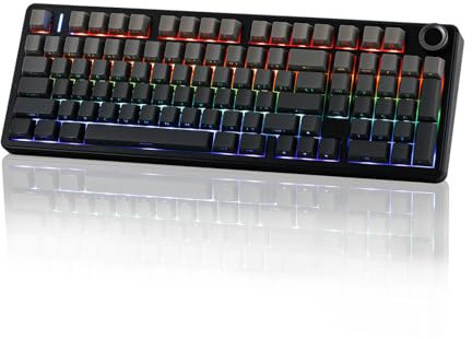 EPOMAKER X Aula F99 PRO Wireless Gaming Keyboard, 8000mAh, Knob, Lubed Switch, Creamy Gasket, Hot Swappable, Custom, 2.4GHz/USB/BT Mechanical Keyboard, RGB Backlit, PBT Keycap (Gradient Black)
