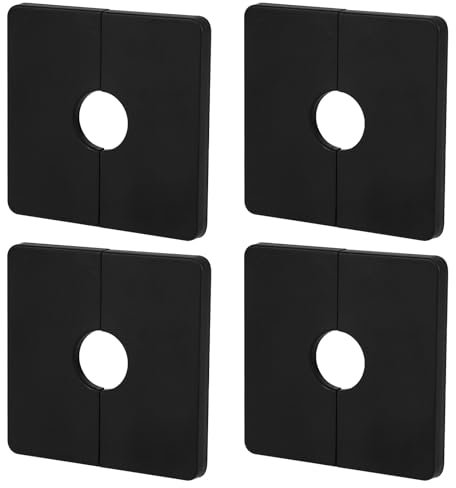 4uds Placas Cubierta Plomería Cuadradas, Placa Cubierta Grifo Ducha Placa Cubierta Repuesto Brida Brazo Ducha Cuadrado para Tuberías Estándar 1/2 Uso Múltiples Escenas(Negro)