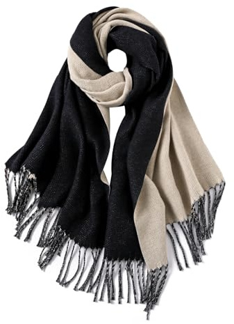 maamgic Womens Feel Scarf Large Shawls and Wraps Light Blanket Scarf for Evening Dress Warm Daily Travel Office Black and Grey