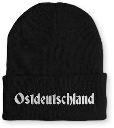 tshirtladen Beanie Ostdeutschland Wintermütze Mütze mit lustigem Spruch, Farbe: Black