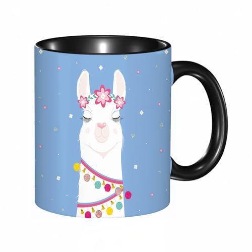 EKLMPS Coffee Mugs,11oz Ceramic Mugs, Funny Gifts for Women, Birthday Present,Christmas,Funny Mugs for Men,Cute Cartoon Llama Alpaca Graphic Desig