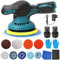 Akku Poliermaschine, 12V Mini Exzenter Poliermaschine für Auto, 8-Gang-Autopolierset mit variabler Geschwindigkeit, 125 mm Polierteller, für Autodetaillierung/Polieren/Wachsen