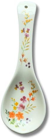 Repose Cuillère Fleurs Clélia - en Faïence - 23 x 8 cm