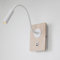 Alpinaluz Applique murale LED blanc chaud 3 W avec spot blanc flexible, ports de charge USB et type C - Effet bois - Interrupteur intégré