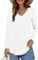 Elesomo Ladies Casual T-Shirt Long Sleeve V Neck Tops Cotton Shirts Blouse, White 20