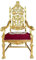 CasAmin Home & Living Sessel im antiken Stil, roter Stuhl, königlicher Barockstil, riesiger Stuhl in Goldoptik, blumenförmiger Sessel mit Rückenlehne, Heimdekor in Bordeauxfarbe