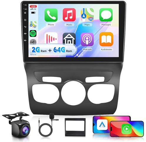 2G+64G Inalámbrico Carplay Android Radio de Coche para Citroën C4L C4 DS4 2013-2017 10.1 Pulgadas Radio Coche con Android Auto GPS Navi WiFi Mirror Link Bluetooth FM/RDS/USB/EQ/SWC Cámara Trasera