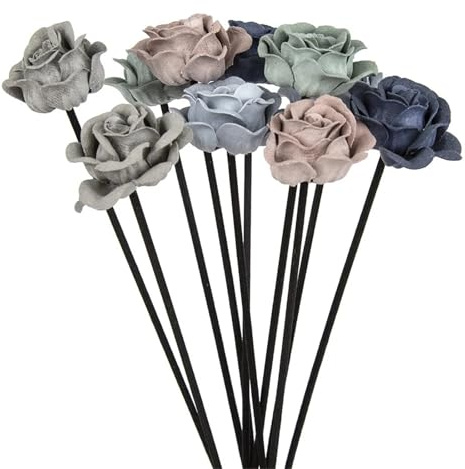 KBLDOPN Rattanstäbchen Für Raumduft 10 STÜCKE Leder Samt Blau Grau Blume Rattan Sticks Feuerfreie Düfte Reed Diffusor Stick DIY Ornamente Wohnkultur Für Ätherische Öle Im Home