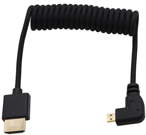 HangTon Câble flexible Micro-HDMI vers HDMI 4K60 8K pour ATOMOS Ninja V Ultra, Sony ZV-E10 A7C A7R4 A6700, Canon R6II R5C R10, Lumix S5 S9 G100, Fujifilm X-T50, noir tressé enroulé 30 cm