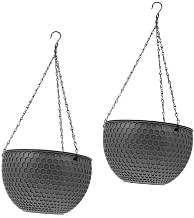 TOYZFRIENDY 2 Pièces Pot de Fleurs Suspendu Plastique avec Tissage Rotin Nid Dabeille Jardinière Ronde pour Balcon et Jardin et Décoratif