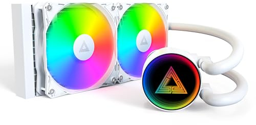 MONTECH LightFlow ARGB 240 CPU Liquid Cooler, 240mm AIO with Infinity Mirror Design, 3100RPM Pump, 2x120mm ARGB Fans, Intel & AMD Support (White)
