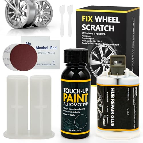 Kit de réparation de jantes en aluminium argenté - Pour enlever les rayures - Convient pour réparer les rayures, l'oxydation, la corrosion, les bosses, etc