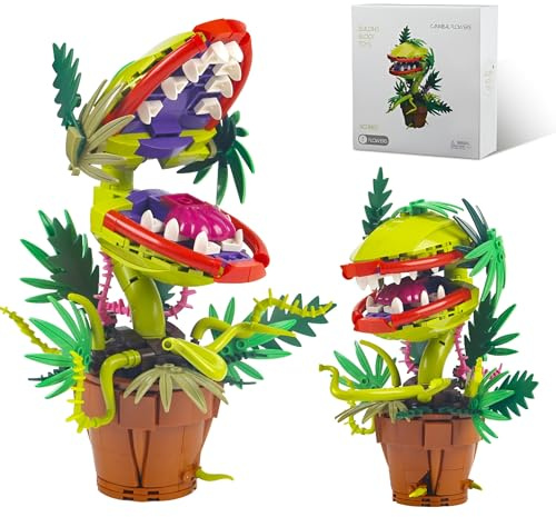 Piranha Plant Pot Building Set — 322PCS Horrous Audrey II Cannibal Flower Bricks Kit, Cannibal Floral Monster Model, DIY Home Decor, Creative Gift for Game Fans
