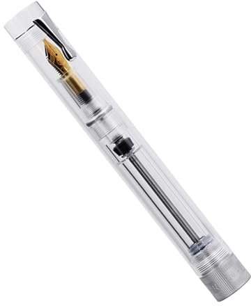 ZWTPGKRD Clear Vacuum Filling Fountain Pen with Fine Mediums Long Nibs Demonstration Design Visible Inks Levels for Gift Writing Vacuum Inks Filling Pen
