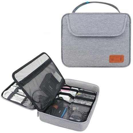 Elektronik Organizer Tasche,Kabeltasche Organizer,Reise Elektronik Etui,Wasserresistent Reise Zubehör Kabeltasche,Tragbar Kabelorganizer Tech Pouch Bag für ipad, Ladegerät etc,Grau