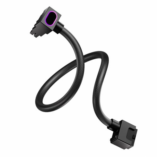AIJS 8-Pin PSU-GPU-Verlängerungskabel, ARGB-Upgrade,300MM Schwarz-GPU-A | Flexibel und langlebig. Erhöhter Anschluss für alle 8-Pin-GPUs. 90°-Winkel-Design für saubere PC-Builds