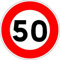 Autocollant Vinyl - Panneau de limitation de Vitesse à 50 km/h - Diamètre de 200 mm