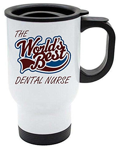 The Worlds Best Dental Nurse Thermal Eco Travel Mug - White Stainless Steel - Reusable Coffee Cup
